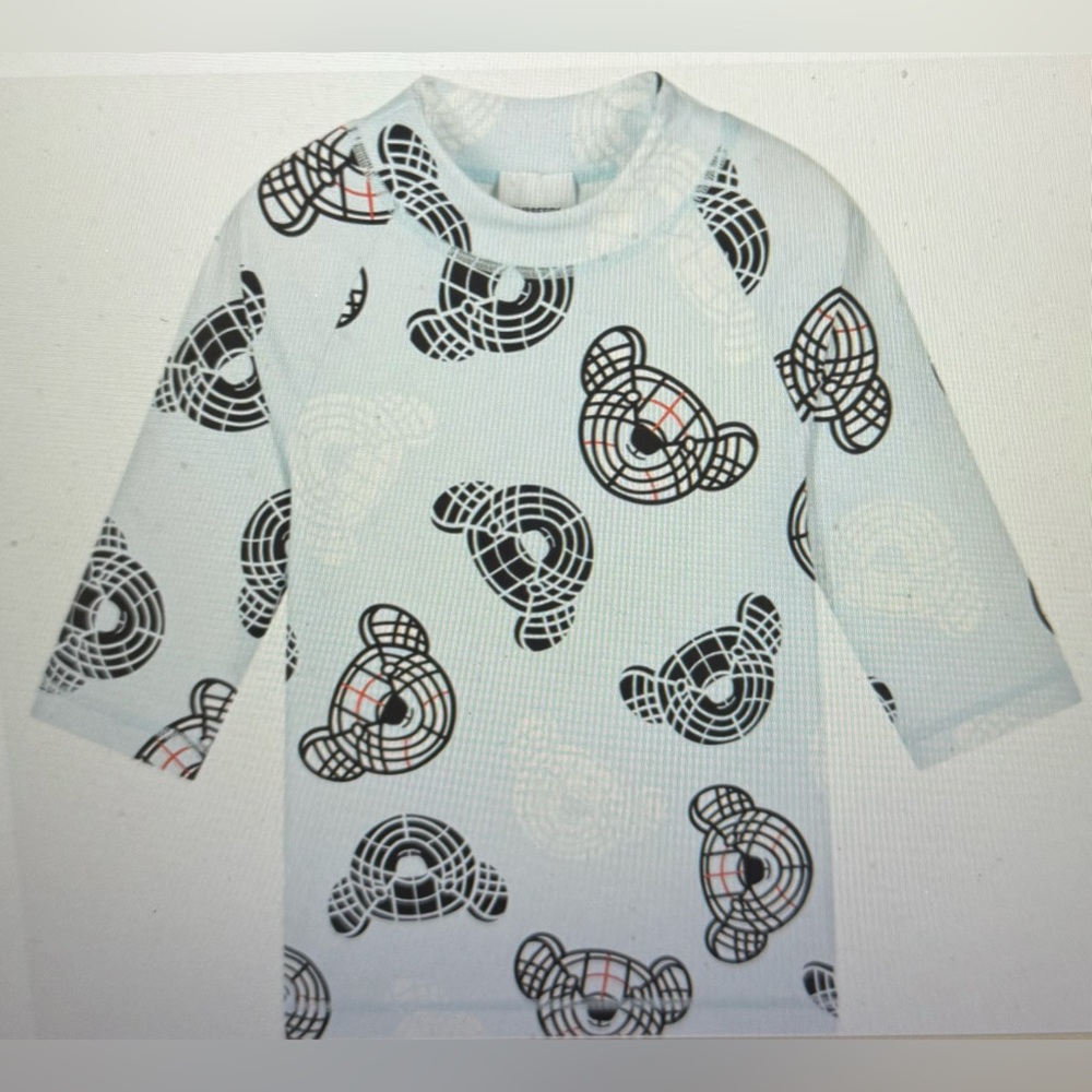Burberry NWT, boys, Neville bear rashguard, swim top, baby blue‎ size 8Y